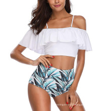 Multicolor Fashion Print swimwear high waist ruffles swimwear hot sexy girl halter bikini 2021 swimwear